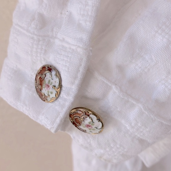 TravelSmith White Textured Cotton Button Down Resortwear Vacation Tunic Size L - Picture 5 of 7